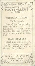 1933 Wills's Victorian Footballers (Small) #63 Bruce Andrew Back